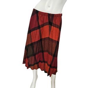 Vintage 80's Take 1 Red Plaid Pleated Wool Blend Skirt 18